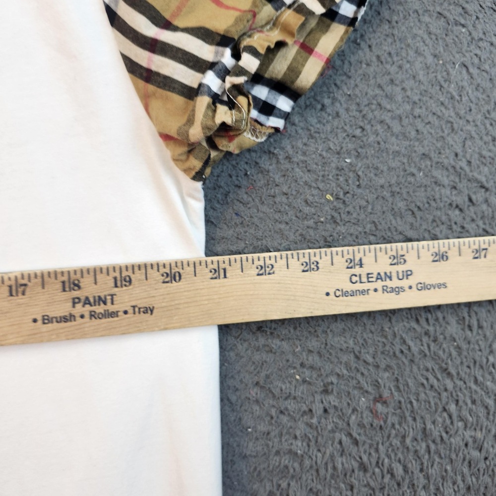 Burberry Shirt Womens Large White London England Logo Nova Check Sleeves Tee - Picture 6 of 7